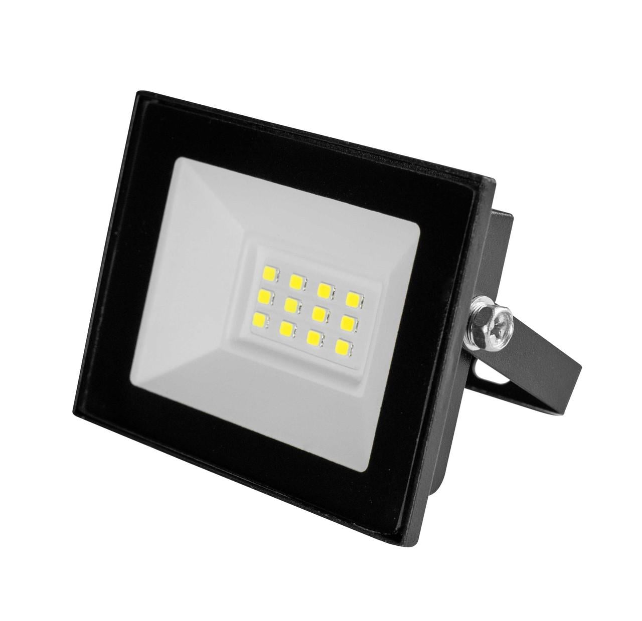 Прожектор светодиодный GLX 10W 6500K влагозащищенный IP65 Черный (К-35 10)