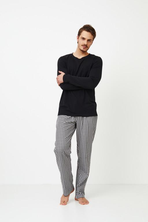 Піжама чоловіча Aruelle лонгслів і штани L Чорний/принт (Philip-long)