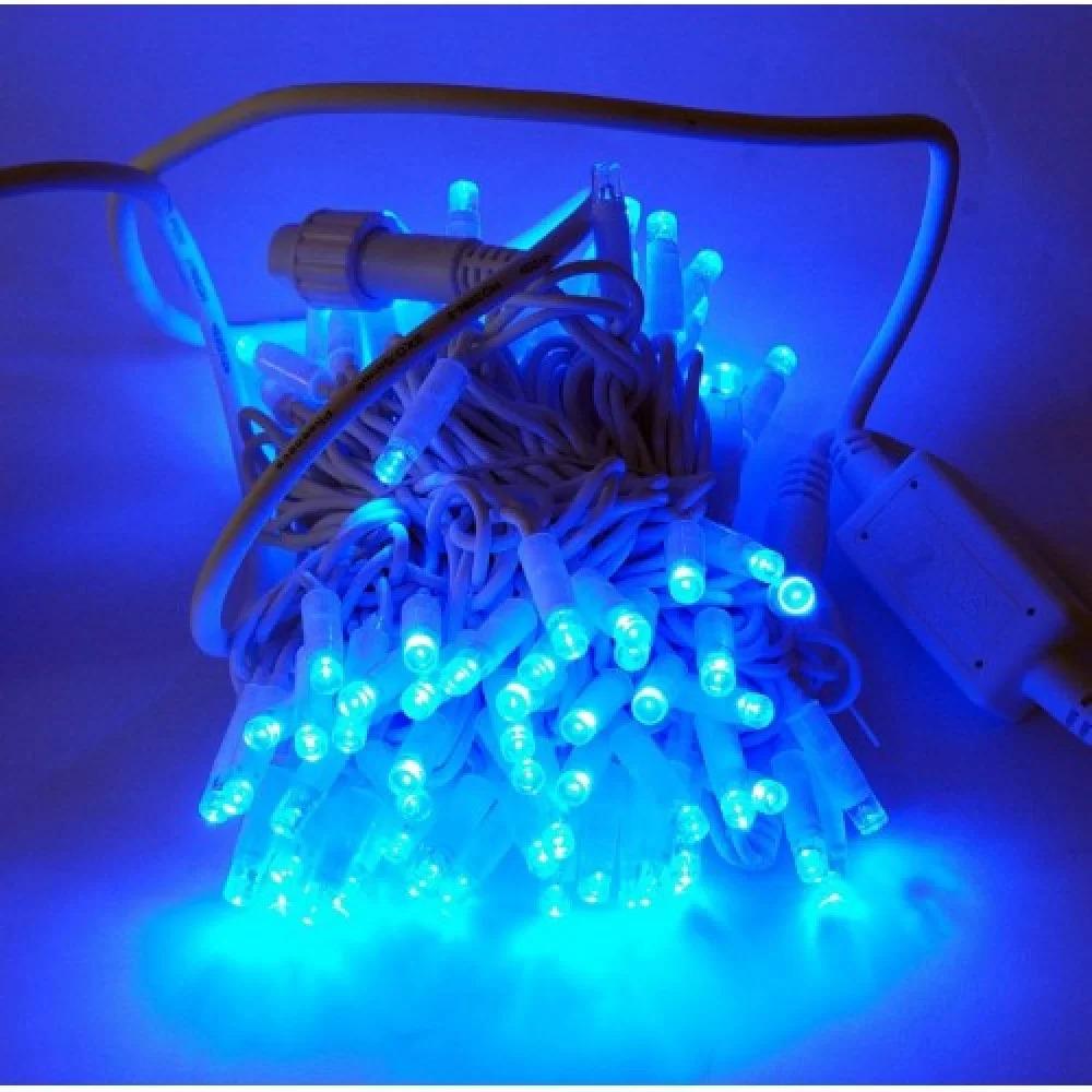 Гирлянда уличная Нить LED 100 белый провод Синий (1-49)