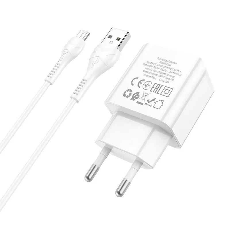 Мережевий зарядний пристрій Hoco Micro USB Cable Proton C98A White (9822754) - фото 5