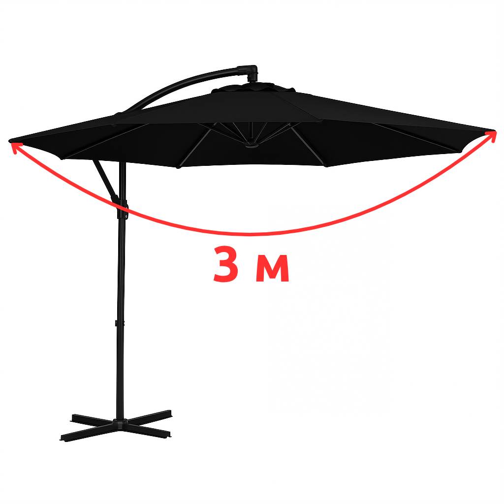 Садова парасолька WCG з поліестеру 160G сталевою рамою регульований кут нахилу з чохлом 3 м Чорний (W-7011BL1) - фото 12 Садова парасолька WCG з поліестеру 160G сталевою рамою регульований кут нахилу з чохлом 3 м Чорний (W-7011BL1) - фото 12