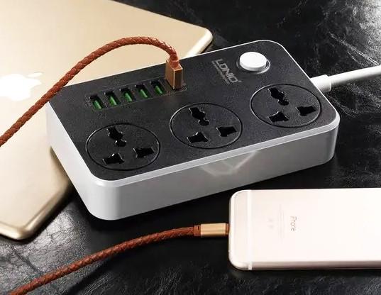 Подовжувач LDNIO SC3604 3 розетки 6 USB із захистом 2 м Сіро-чорний (1903312724) - фото 3