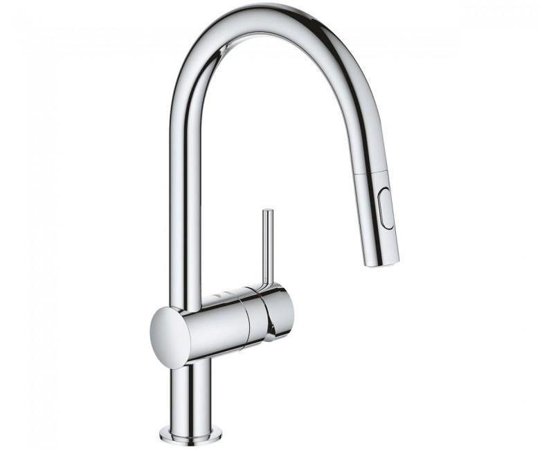Кухонный смеситель однорычажный с выдвижным изливом Grohe Minta 32321002 Хром (61321)