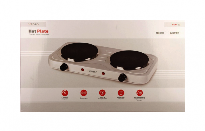 Плита настольная Vento VDP-02 (43388) - фото 2 Плита настольная Vento VDP-02 (43388) - фото 2