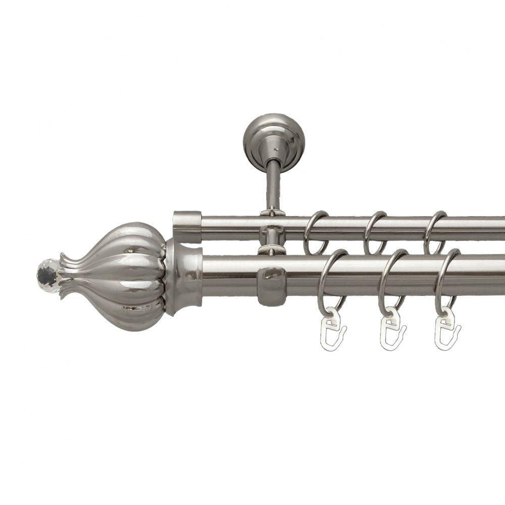 Карниз Orvit Таджа-Кристалл двухрядный гладкий 300 см Нержавеющая сталь (7075335)