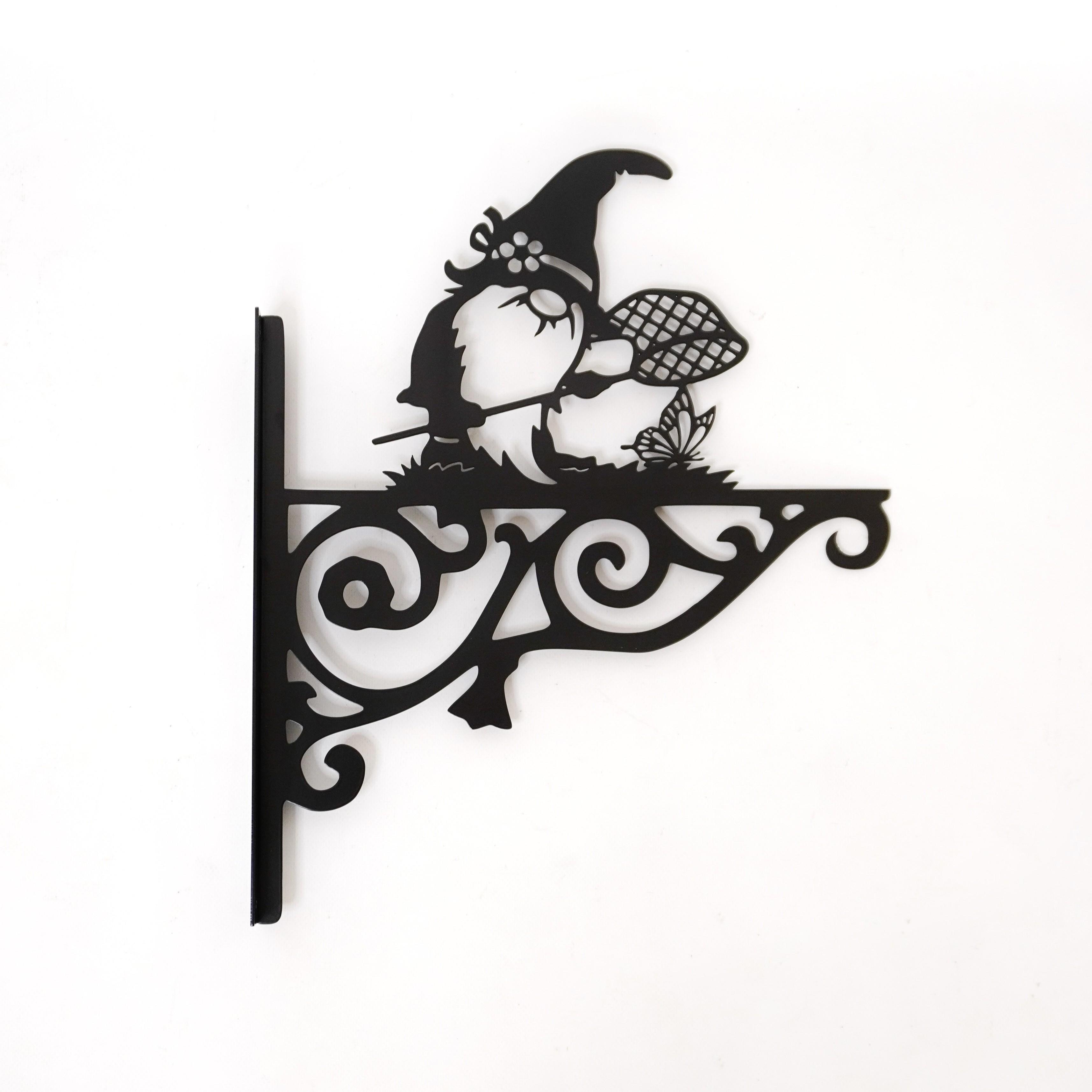 Кронштейн Гном для кашпо с цветами метал Черный (М006)