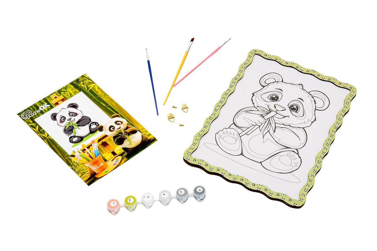 Іграшка розвиваюче розмальовка з дерева PuzzleOK Панда з фарбами - фото 2 Іграшка розвиваюче розмальовка з дерева PuzzleOK Панда з фарбами - фото 2