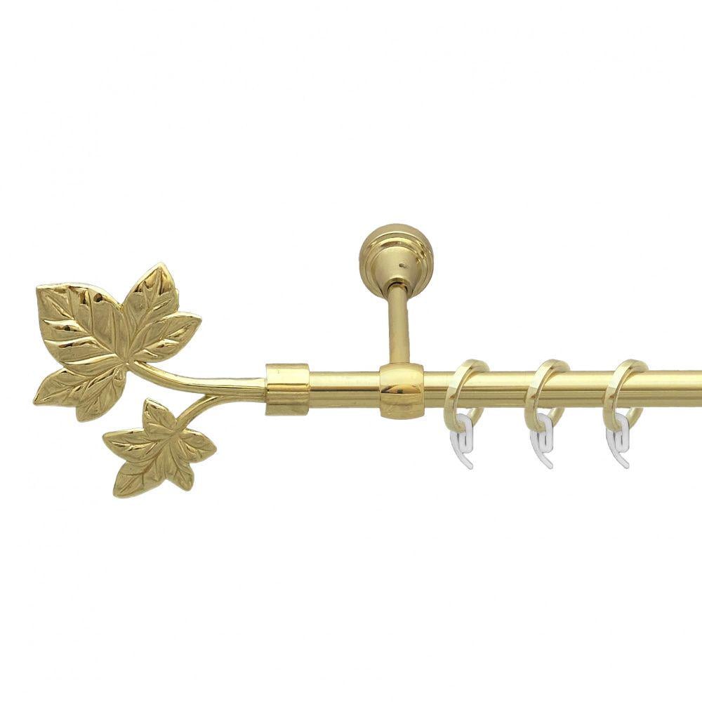 Карниз Orvit Листок металевий однорядний литий гладка труба кільце фасонне металеве 16 мм 240 см Золото (7717632)