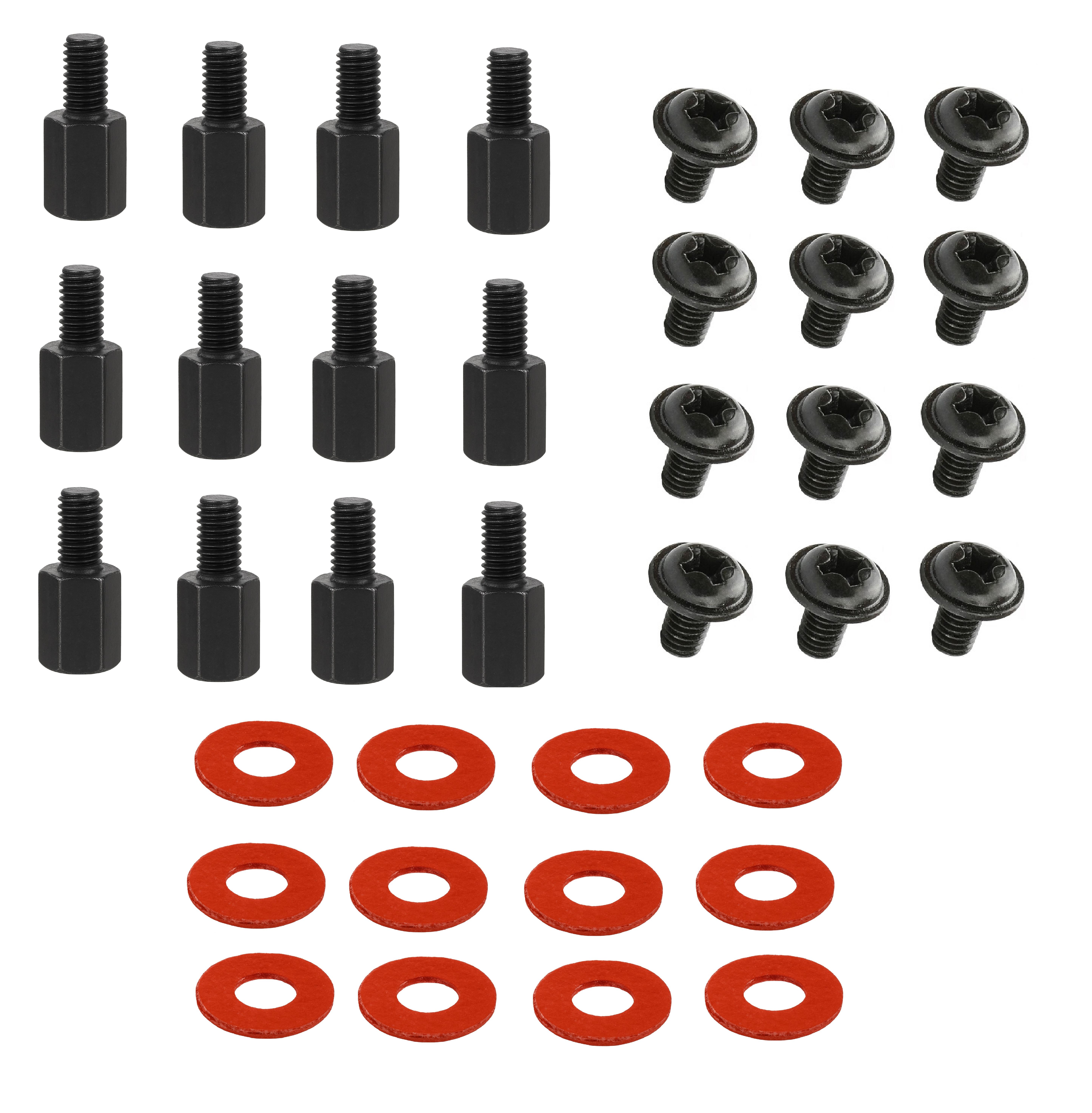 Ніжка шестигранна М3х6х6 мм з гвинтом для кріплення материнської плати 3х12 шт. Чорний (00173)