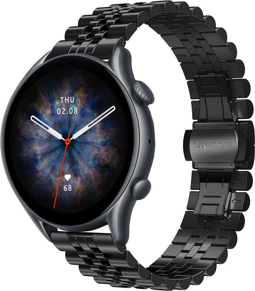 Браслет металлический Stech для Amazfit GTR 3 Pro Black (25268-2B)