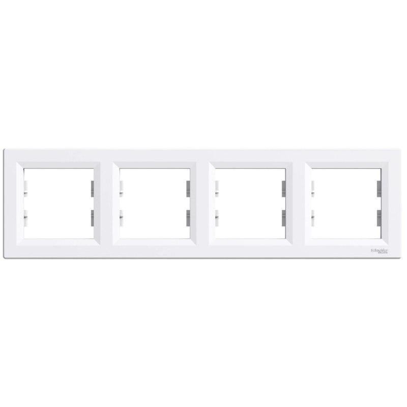 Рамка для розетки горизонтальна чотиримісна Schneider Asfora Білий (EPH5800421)