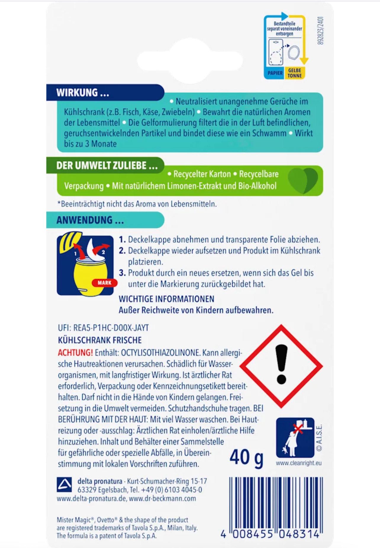 Поглинач запаху для холодильника Dr.Beckmann Kuhlshrank-Frische 40 г - фото 2