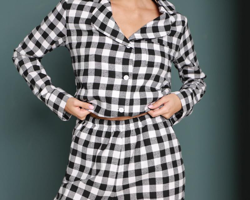 Піжама жіноча Модельєр 7879 р. 46 Чорно-білий (11387) - фото 2 Піжама жіноча Модельєр 7879 р. 46 Чорно-білий (11387) - фото 2