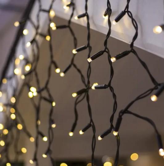 Гирлянда наружная LED Icicle Бахрома 10 м 200 ламп Теплый белый (5653690)