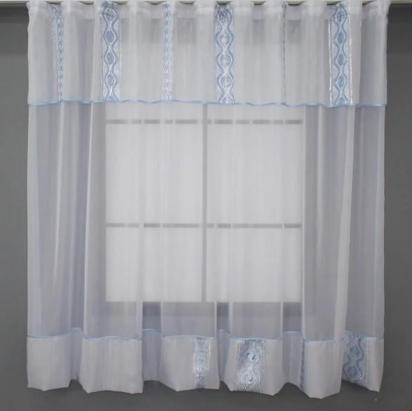 Занавеска на кухню 270х170 см Белый/Голубой (00к 59-897) Занавеска на кухню 270х170 см Белый/Голубой (00к 59-897)