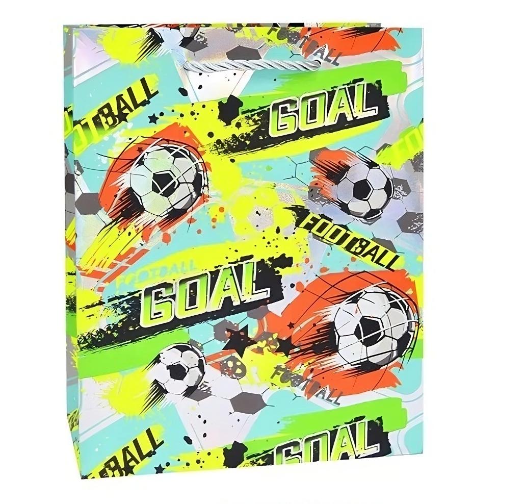 Подарочный пакет для мальчика Stenson Goal с ручками 26х32х10 см Разноцветный (R33042-M)