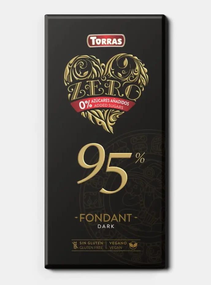 Шоколад черный Torras ZERO Dark Fondant 95% какао 100 г без сахара и глютена