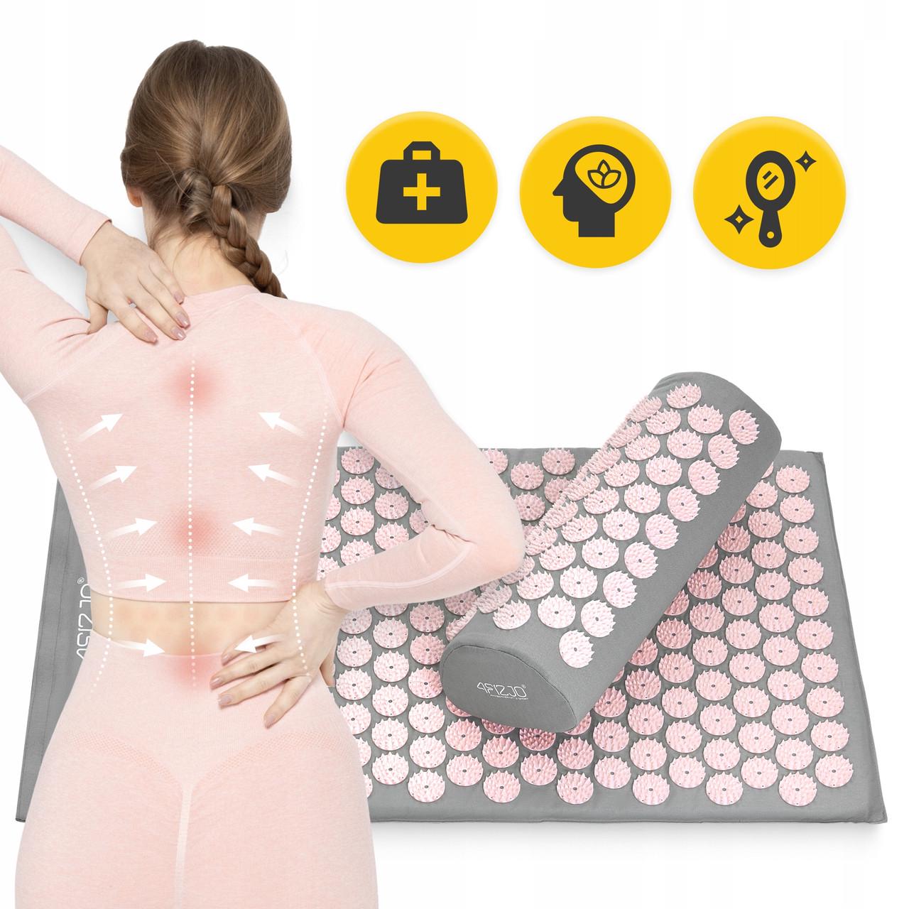 Коврик акупунктурный с валиком 4fizjo Classic Mat XL аппликатор Кузнецова Grey/Pink (P-5907739313294) - фото 3
