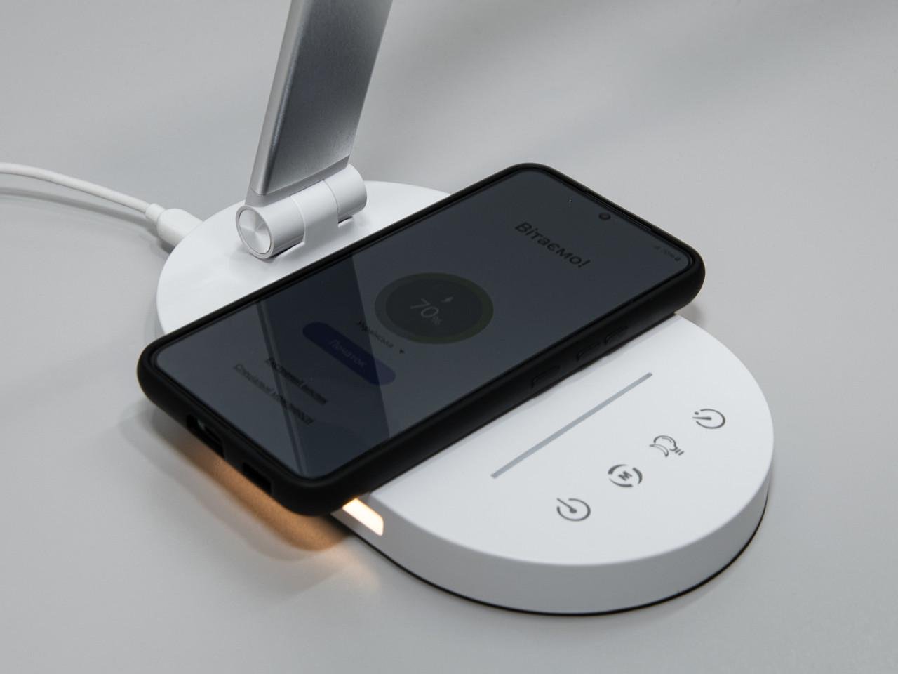 Настільна LED лампа з бездротовою зарядкою A5503SL-W-CH-LS 6W Хром матовий (2140355297) - фото 3