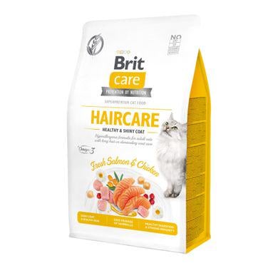 Сухой корм для кошек Brit Care Cat GF Haircare Healthy&Shiny Coat 400 г Курица и лосось