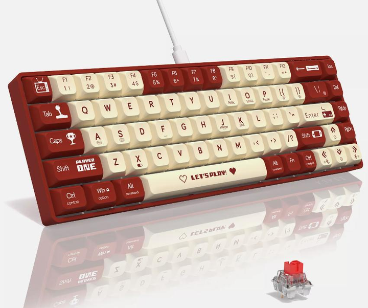 Клавіатура ігрова Ajazz AK680 дротова механічна із RGB підсвічуванням Red Switch Red/White