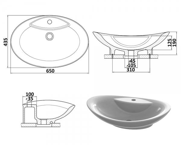 Умивальник Snail Гармонія 650х435 мм Янтарний (102Т101) - фото 4