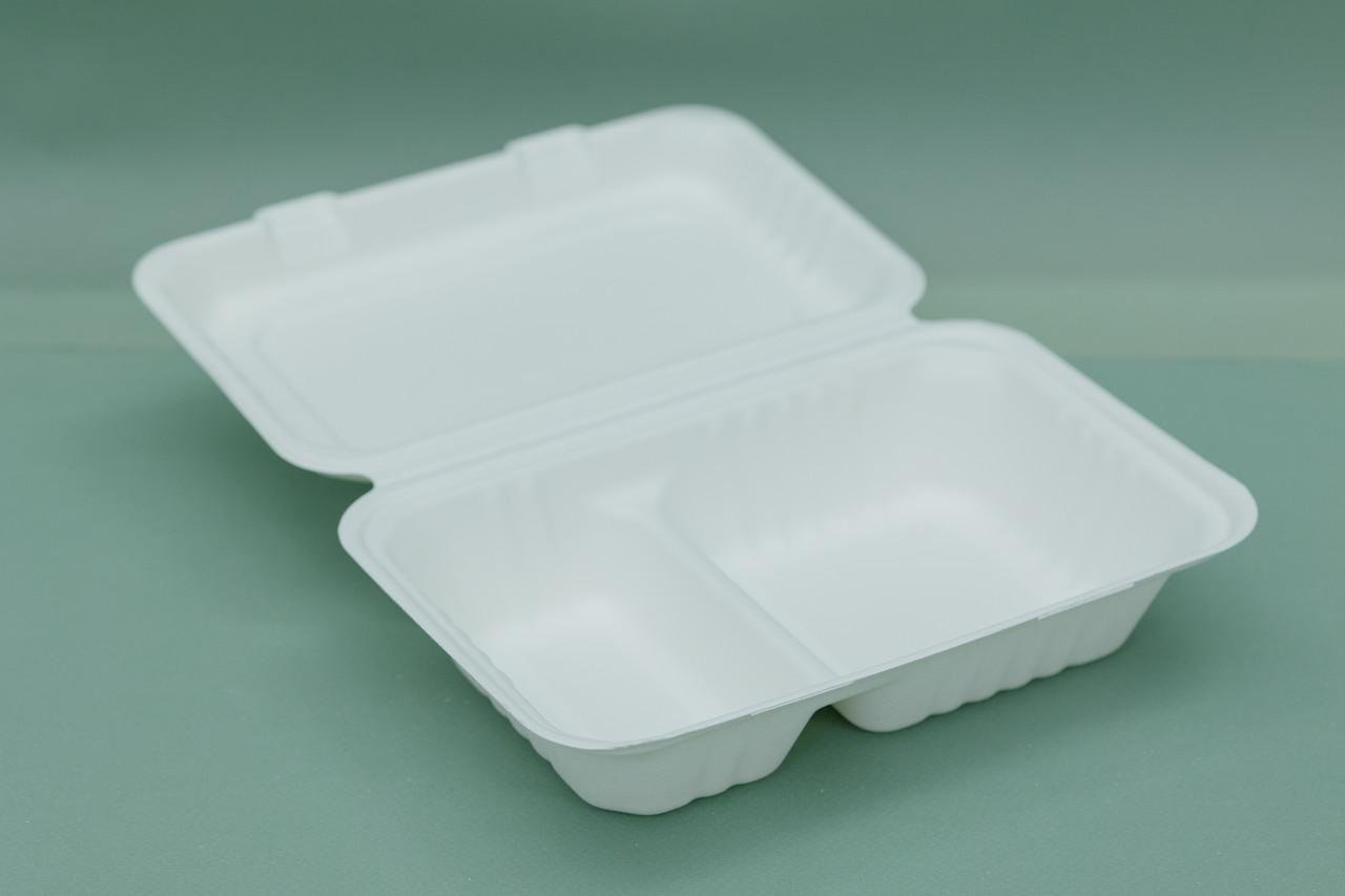 Одноразовый контейнер с 2 отделениями 23х15,5х7,6 см 125 шт. - фото 2