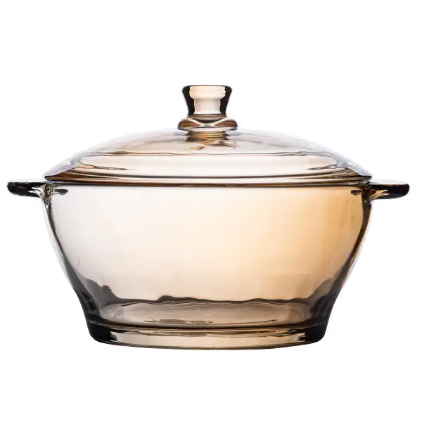 Кастрюля с крышкой Lirmartur из закаленного стекла 1 л Коричневый (147-107-HP-YH-5)