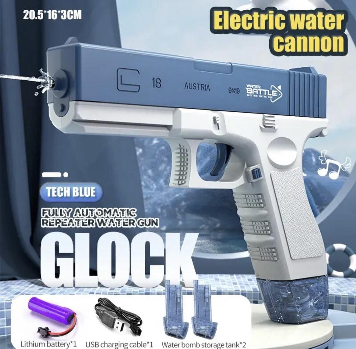 Дитячий пістолет водяний електричний з акумулятором з двома резервуарами для води Синій (2213001031) - фото 2 Дитячий пістолет водяний електричний з акумулятором з двома резервуарами для води Синій (2213001031) - фото 2