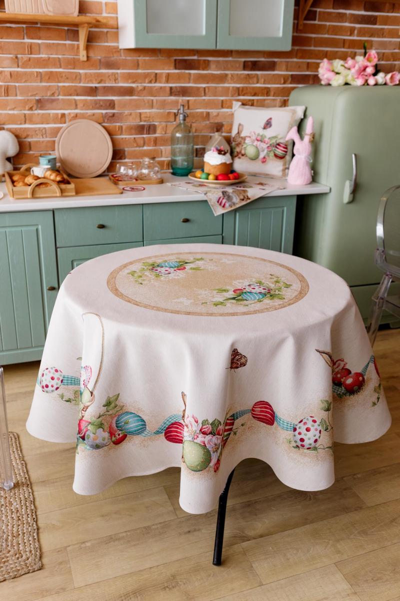 Скатерть для стола пасхальная Веснянка круглая 180 см (034149) Скатерть для стола пасхальная Веснянка круглая 180 см (034149)