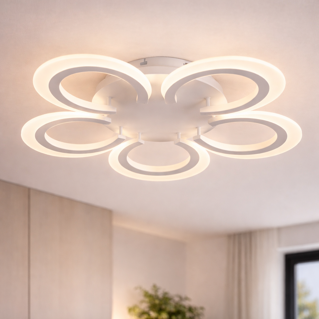 Люстра светодиодная Valeso 35W с круглыми рассеивателями 3000+6500К с пультом Белый (YH1426/5)