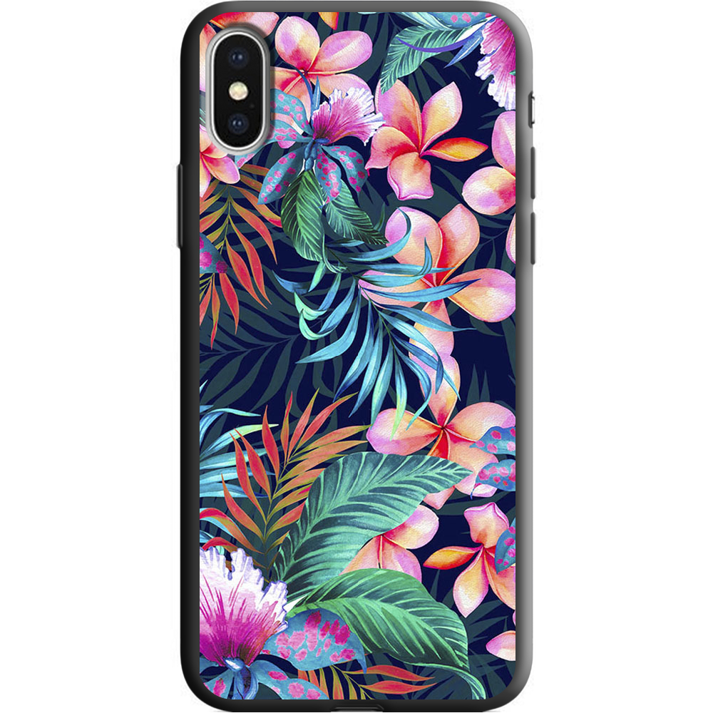 Чехол Boxface iPhone X flowers in the tropics Черный силикон (32139-up1971-38046)