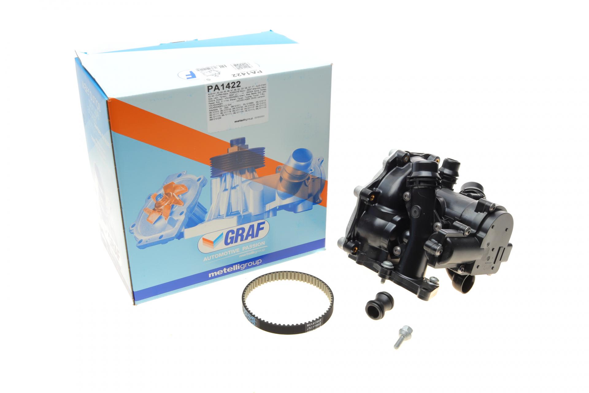 Помпа воды Audi/Seat/Skoda/VW 1.8-2.0TSI/TFSI 12- 29z B/B с корпусом и термостатом 5 л (PA1422 GRAF)