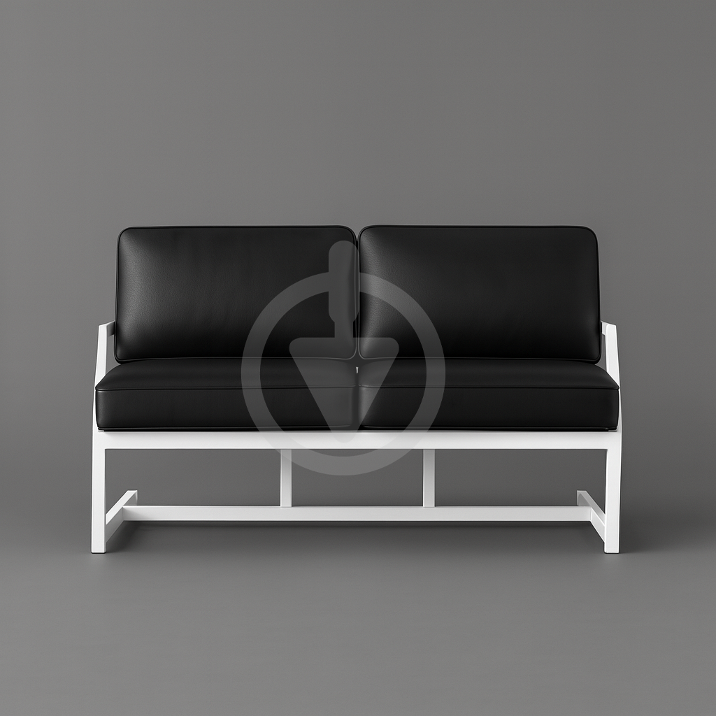 Диван металевий AVVS tech Атлас вуличний лофт екошкіра з підлокотниками 126 см Чорний/Білий (30222756) - фото 2