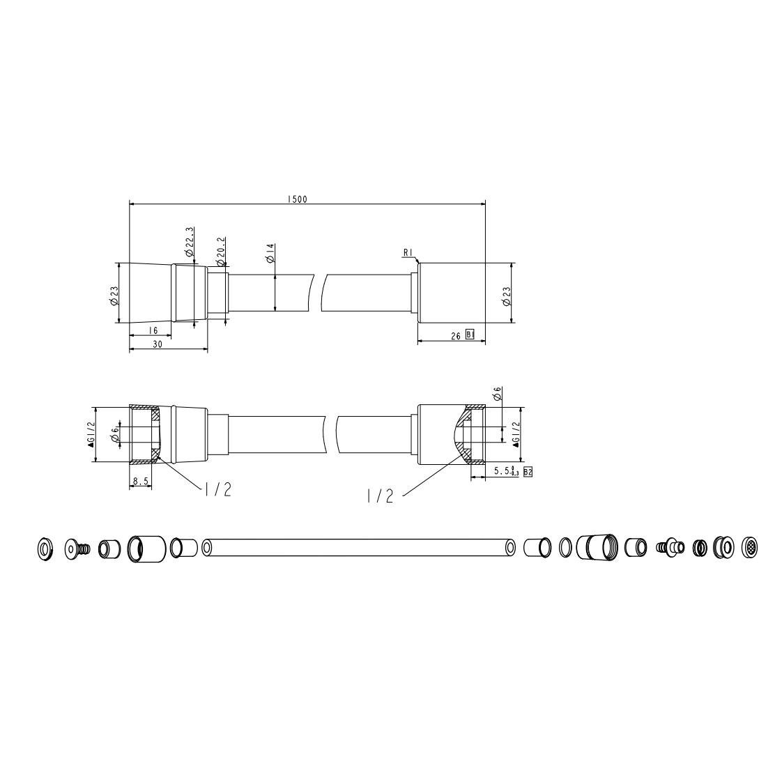 Шланг для душа силиконовый DEVIT 22155B 1500 мм Черный (166581) - фото 2