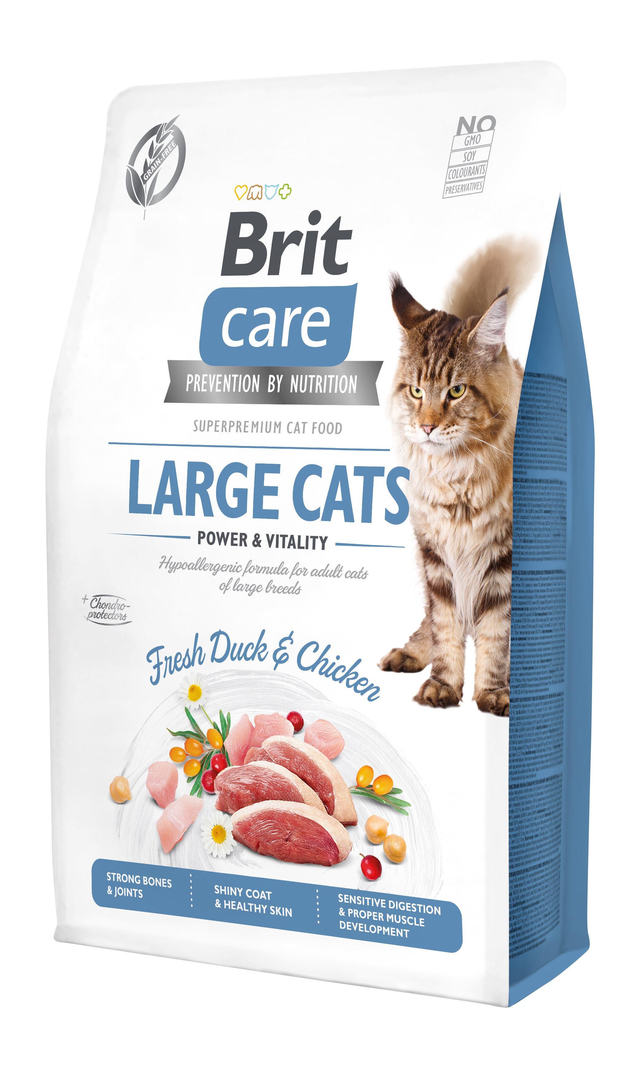 Корм сухой для кошек больших пород Brit Care Cat GF Large cats Power & Vitality Курица и утка 2 кг Корм сухой для кошек больших пород Brit Care Cat GF Large cats Power & Vitality Курица и утка 2 кг