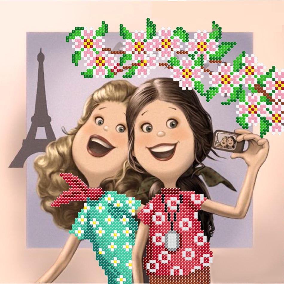 Схема вышивки бисером Селфи в Париже (1221827443А)