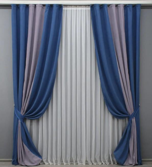 Комплект штор комбинированных 1,8х2,8 м 2 шт. Синий/Лавандовый (016дк/910-969-910ш)