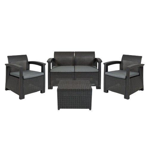 Комплект садовой мебели Bonro B-18032 4-местный Черный/Серый