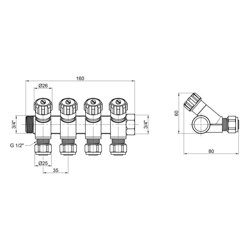 Колектор SD Plus 3/4" 4 виходи (SD230W4) - фото 2