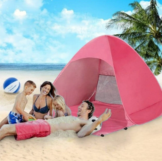 Палатка пляжная с дверью и защитой от ультрафиолета 150х165х110 см Розовый - фото 4 Палатка пляжная с дверью и защитой от ультрафиолета 150х165х110 см Розовый - фото 4