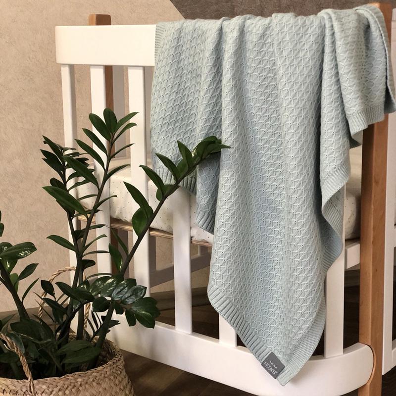 Плед дитячий Ромб дрібна бавовна Світло-м'ятний