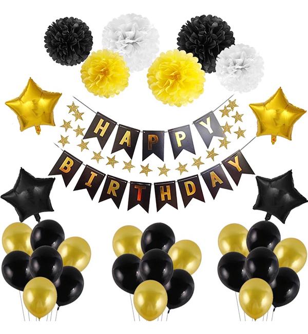 Праздничный набор воздушных шаров HB 32 пр. Gold&Black