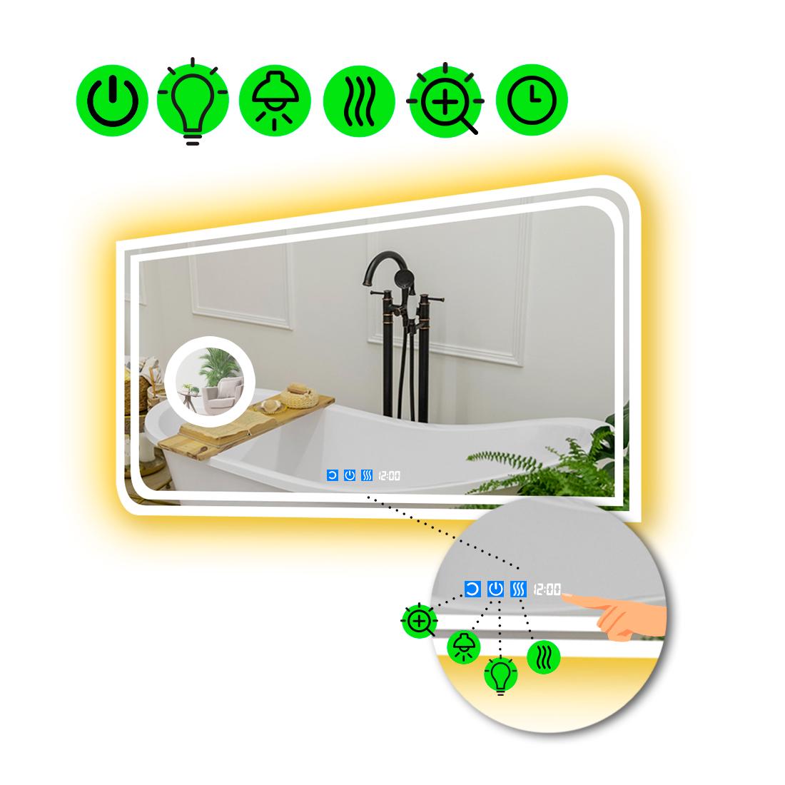 Зеркало с LED подсветкой Federica с подогревом и линзой с подсветкой 100x70 см (8776093)