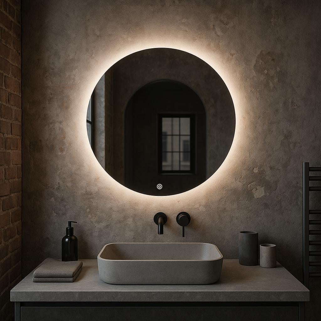 Зеркало SENAM круглое фоновая подсветка с сенсорной кнопкой 900х900 мм (KR.FN.9.9)