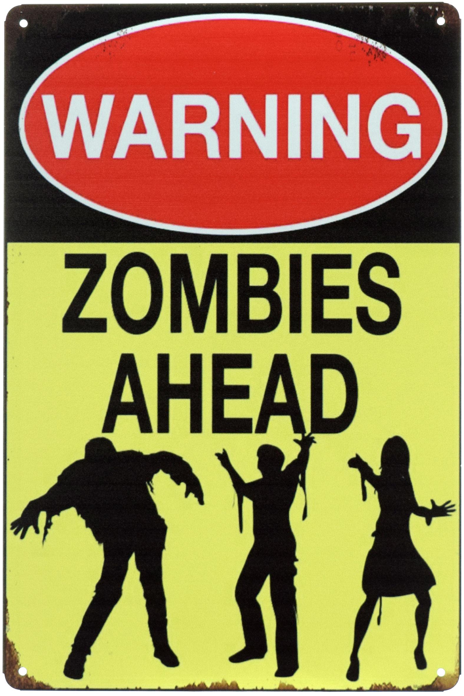 Табличка металева Увага! Попереду Зомбі/Warning Zombies Ahead 20x30 см