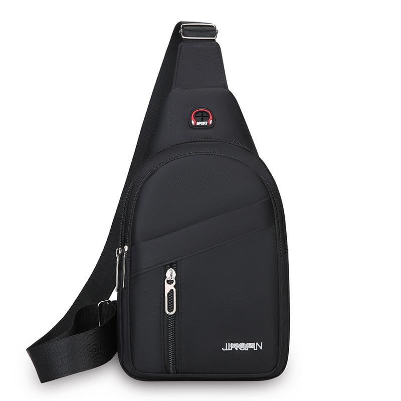 Сумка кросбоді через плече з тканини оксфорд водовідштовхувальна з отвором для навушників 30х17 см Чорний (29683)