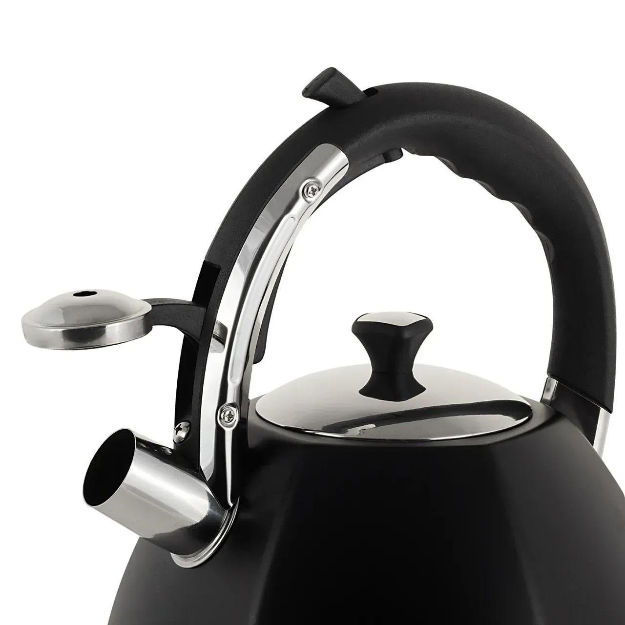 Чайник із свистком та ручкою з покриттям soft touch Ofenbach KM-100308 із нержавіючої сталі 3,2 л Чорний (150-84-100308) - фото 5 Чайник із свистком та ручкою з покриттям soft touch Ofenbach KM-100308 із нержавіючої сталі 3,2 л Чорний (150-84-100308) - фото 5