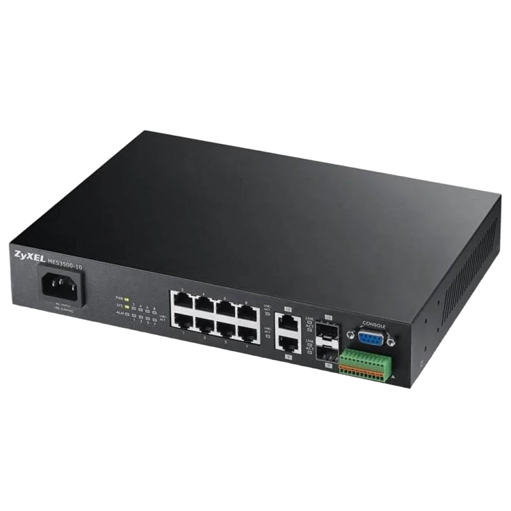 Коммутатор управляемый ZYXEL MES3500-10-EU01V1F 8 Lan/2хSFP+ Черный (578232) - фото 1