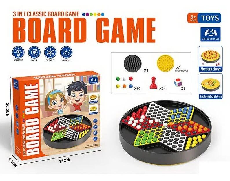 Настольная игра 096 96/2 шахматы/шашки/съемная двухсторонняя игровая панель 24 фигур шахмат 60 шариков 3в1 (164180) - фото 4